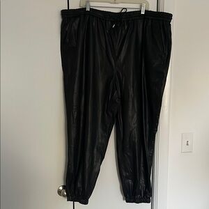 Blank NYC Black Track Pants with Elastic Cuffs